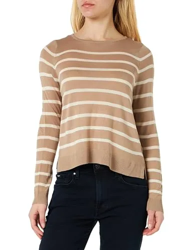 Vero Moda Strickpullover Weicher Feinstrick Rundhals Streifen VMNOVA VMNOVA LS O-NECK PULLOVER GA NOOS