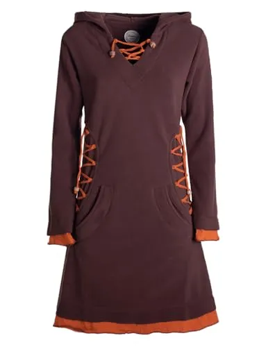 Vishes - Alternative Bekleidung - Extra warmes Damen Elfenkleid Winterkleid Sweatkleid Eco-Fleece braun 42