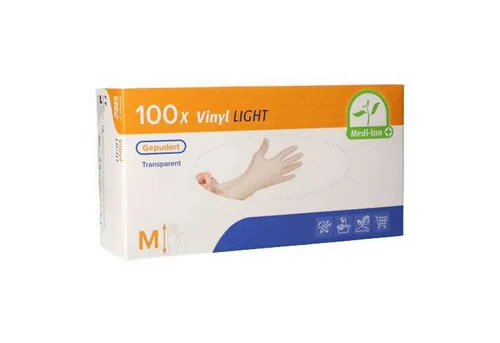 Medi-Inn Einweghandschuhe Vinyl Light S - Arbeits- & Schutzkleidung, gepudert und latexfrei für optimalen Tragekomfort, ideal für den Einsatz in medizinischen und hygienischen Bereichen.