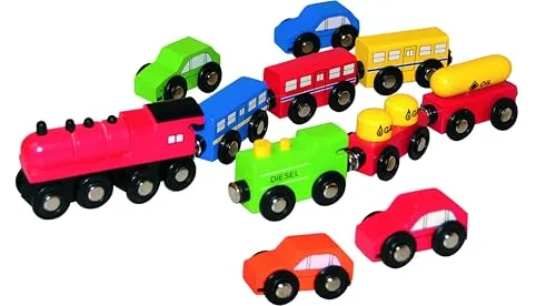 Woodyland Eisenbahn-Set Autos und Züge (11-teilig)