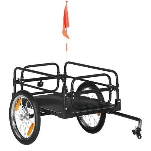 HOMCOM Fahrradanhänger, faltbar, aus Stahl, Räder 40 cm, max. 40 kg, mit Universalkupplung