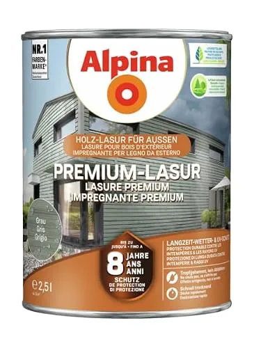 Alpina Premium-Lasur Grau 2,5 Liter seidenmatt von Alpina