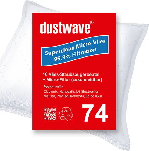 Sparpack - 10 Staubsaugerbeutel passend für Rowenta - RO 2333 / RO2333 Power Space Bodenstaubsauger von dustwave® Markenstaubbeutel – Germany