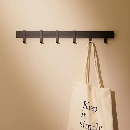 Designfabrik Hamburg Garderobe | Moderne Wandgarderobe mit beweglichen Haken - Wandgarderobe aus hochwertigem, rostfreiem Aluminium, flexibel einsetzbar und in Schwarz oder Weiß erhältlich – ideal für Flur, Schlafzimmer oder Ankleidezimmer.