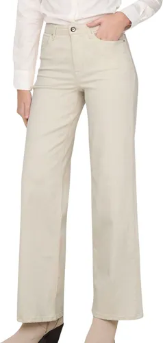 ONLY Jeans - Comfort Fit in Beige - S/L32 - Bequeme High Waist Jeans mit weit geschnittenem Bein, ideal für lässige Looks. Ausgestattet mit 5-Pocket-Design und Kunstleder-Patch für einen modernen Touch.
