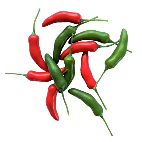 naninoa Künstliche CHILISCHOTEN 6 cm. 12 Stück. Chili, Paprika, Gemüse, Peperoni. Rot/grün. Mix. 32015 Mix