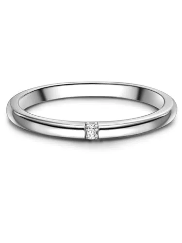 GLANZSTÜCKE MÜNCHEN Damen-Ring aus 925/- Sterling Silber mit Zirkonia - Eleganter Damen-Ring aus rhodiniertem Sterling Silber, verziert mit funkelndem Zirkonia. Ideal für jeden Anlass und wird in einer stilvollen Schmuckbox geliefert - das perfekte Geschenk!