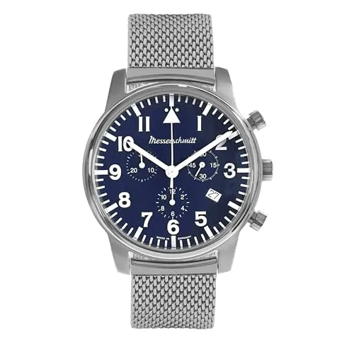 Messerschmitt Herrenuhr Chronograph Mesh Band/Blau ME-4544P-M