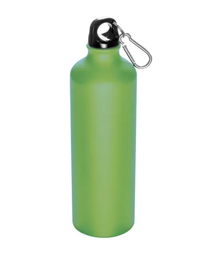 Aluminium Trinkflasche mit Karabinerhaken / Sportflasche / 800ml / hellgrün