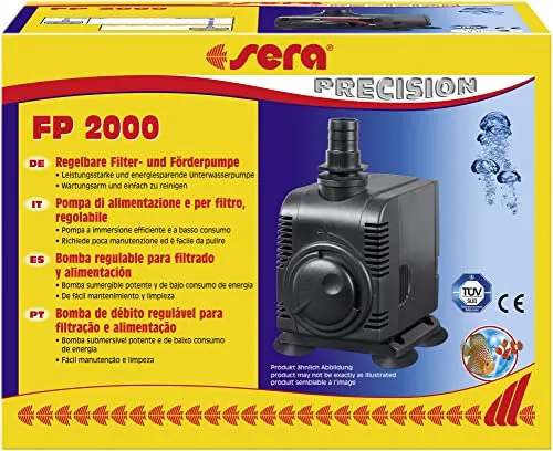 sera 30597 Filter- und Förderpumpe FP 2000 - Regelbare Unterwasserpumpe für Süß- und Meerwasseraquarien mit einer Förderleistung von bis zu 2.000 l/h und TÜV-geprüfter Sicherheit.