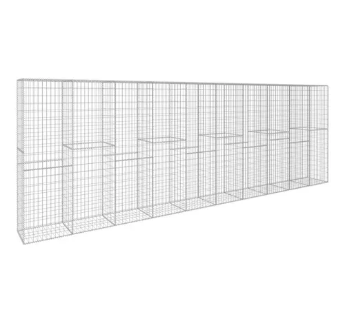 furnicato Gabionenzaun 600x50x200 cm aus verzinktem Stahl in Silber - Vielseitige Gabionenwand für stabile Stützmauern im Außenbereich. Aus wetterbeständigem verzinktem Stahl gefertigt, bietet sie Langlebigkeit und einfache Füllmöglichkeiten mit Steinen oder Kies.