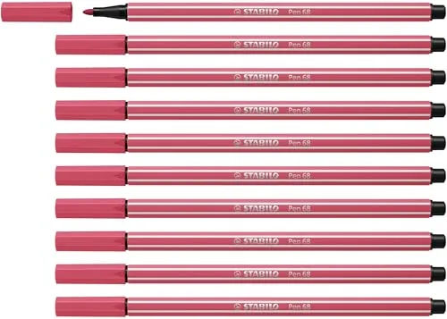 STABILO - Premium-Filzstift - Pen 68-10er Pack - erdbeerrot