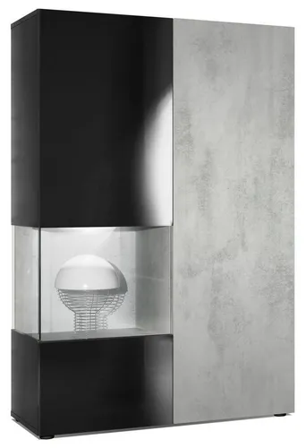 Vladon Standvitrine Morena – Elegante Glasvitrine mit Beleuchtung - Moderne Standvitrine mit 2 Türen und 7 Fächern für stilvollen Stauraum. Genießen Sie die innovative Push-To-Open Funktion und die anpassbaren Böden für Ihre Lieblingsstücke. Perfekt für jedes Zuhause!