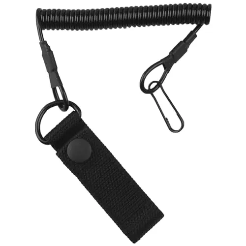 Tactical Lanyard Ausziehbar auf 140 cm Schlüsselanhänger Spirale Keychain Elastischer Dehnbar Spirale Schlüsselring,kann zum Aufhängen von Schlüsseln,Angeln und Camping Verwendet Werden-Schwarz 1