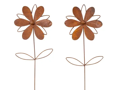 Levandeo® 2er Set Gartenstecker H60cm Blume Rostdeko Gartendeko Edelrost Deko