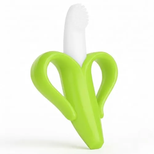 Bananen Zahnbürste und Beißring für Babys in grün von BabyHerz