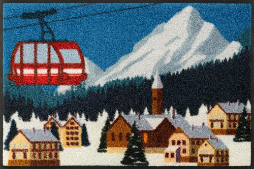 KLEEN-TEX wash+dry Fußmatte Design Alpine Mood 50x75 cm - Tür- & Bodenmatten, antirutsch und waschmaschinengeeignet, ideal für Allergiker und bringt eine fröhliche Vogel-Thematik in Ihr Zuhause.