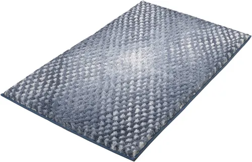 Kleine Wolke Badteppich Cory - Navy, 60x100 cm - Flauschiger Badteppich aus 100% Polyester, schnelltrocknend und rutschhemmend. Ideal für Fußbodenheizung, maschinenwaschbar bei 40°C, gefertigt nach Ökotex Standard 100.