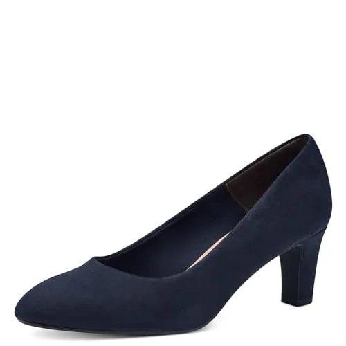 Tamaris Damen Pumps blau 1-22418-41 mit Blockabsatz - Elegante Pumps in Dunkelblau mit 6 cm Blockabsatz und samtiger Oberfläche. Perfekt für jeden Anlass und bietet hohen Tragekomfort dank TOUCH-IT-Technologie.