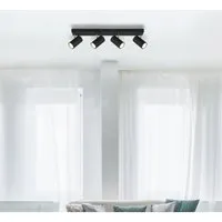 Globo Strahler Robby 4-flammig Schwarz matt - Moderne Deckenlampe mit 4 GU10 Fassungen, ideal zur individuellen Beleuchtung. Schlichte Eleganz in mattem Schwarz für jeden Raum.
