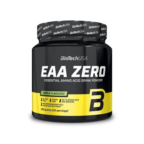 BioTech USA EAA Zero Apfel - 350 g Dose - Protein Shakes & Muskelaufbau, enthält essentielle Aminosäuren für optimale Regeneration und Muskelaufbau, zuckerfrei und köstlicher Apfelgeschmack.