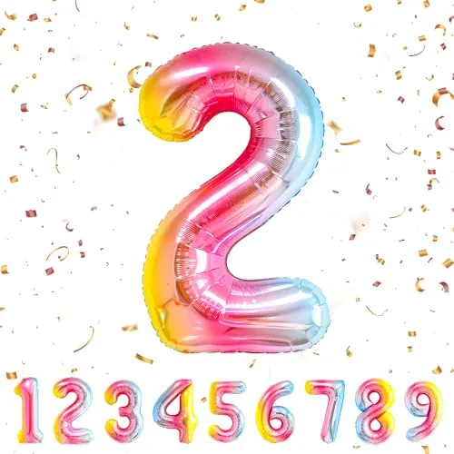 Geburtstag zahlen luftballon 2 jahre | Regenbogen Folienballon 2 XXL -Riesen Folienballon in 40
