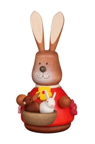 Christian Ulbricht Osterhase Wackelhase mit HasenBabys Höhe 10cm Holz Erzgebirge
