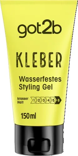 got2b Kleber Haar Gel Halt 6 (150 ml), wasser- und schweißfestes Styling Gel für krassen Halt, hart wie Beton bis zur nächsten Haarwäsche, für vertikale und Sleek Looks