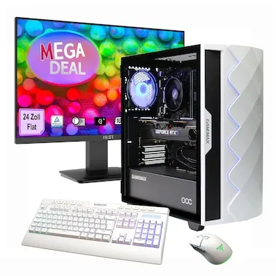 Hyrican GAMEMAX Gaming-PC Diamond WT mit MSI PRO MP2412 - Komplett-Set mit leistungsstarkem AMD Ryzen 7 5700X, 16 GB RAM und 1 TB SSD. Ideal für Gaming und Multimedia mit beeindruckender Grafik durch die GeForce RTX 5060. Inklusive 24