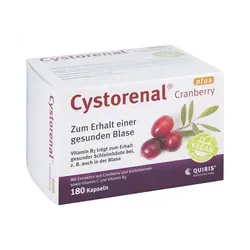 Cystorenal Cranberry plus Kapseln - Arzneimittel zur Unterstützung einer gesunden Blase, kombiniert Cranberry-Extrakt mit Vitaminen C und B2 für ein starkes Immunsystem und gesunde Schleimhäute.