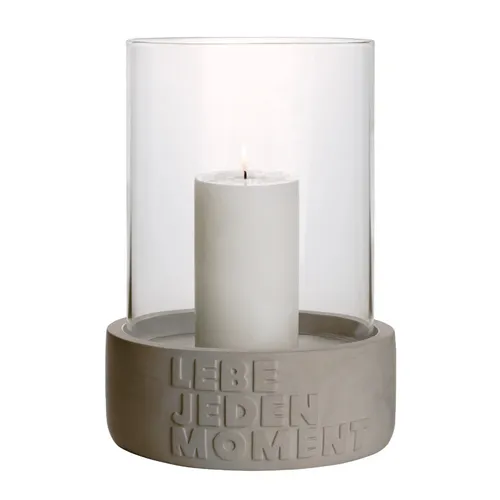 Räder Beton Windlicht Lebe jeden Moment - Windlicht im minimalistischen Design aus kühler Betonoptik, das stilvolle Akzente in Deinem Wohnraum setzt und eine gemütliche Atmosphäre schafft.