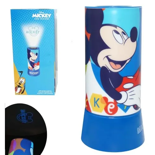 Disney Mickey Mouse Projektor Lampe Nachtlicht 2 in 1 mit bunten LED-Lichtern, batteriebetrieben