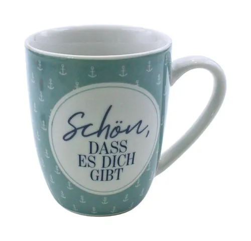 Dekohelden24 Tasse Kaffeebecher / Tasse aus Porzellan, Motiv: Schön, dass es dich gibt, Porzellan, Spülmaschinengeeignet.