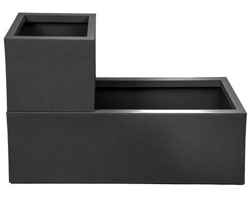 Vulkan Pflanzkübel rechteckig mit Wasserspeicher - Körbe, Blumentöpfe, -kästen & Untersetzer – UV-beständig und witterungsbeständig, ideal für Balkon-Deko mit integriertem Wasserspeicher und modernem Design in Anthrazit.