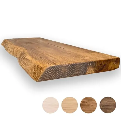 MoonTree rustikales Wandregal mit lebendigem Rand, 40 cm in braun von MoonTree