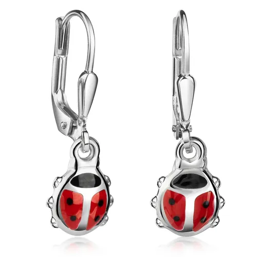 MATERIA Marienkäfer Kinder Ohrringe aus 925 Sterling Silber in rot von Materia by Matthias Wagner