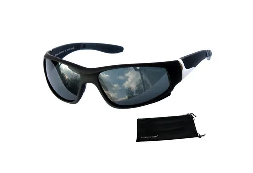Biker Sonnenbrille P550 - Schwarz Polarisiert - Sportbrille für Angler und Biker mit 100% UV400 Schutz und polarisierenden Gläsern für klare Sicht. Ideal für Outdoor-Aktivitäten wie Fischen, Radfahren und Wandern.