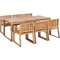 BELIANI Gartenmöbel Set Hellbraun aus Akazienholz mit 6 Stühlen und Tisch