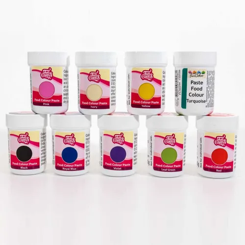 Funcakes Pastefarben Set 9x 30g incl Türkis Paste Lebensmittel Gel Farbe Fondant