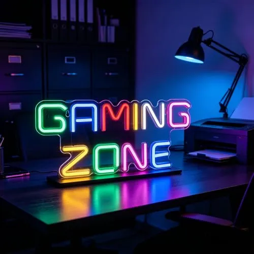 Mbuaopa Game Zone Neon Schild, Buntes LED Gaming Neon Licht für Wand, Gaming Deko LED Neonlicht mit USB, Gamer Deko Lampe mit Dimmer für Jungenzimmer, Spielbereich, Geschenk für Gamer und Jungen