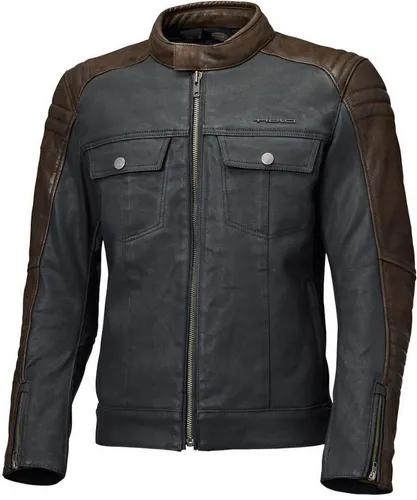 Held Jester 2 Motorradjacke, schwarz/braun, M - Motorradjacke aus robustem Armalith® Denim mit Soft-Lederbesätzen, atmungsaktiv und eVest ready für modernen Schutz. 4 Außentaschen und D3O® Protektoren sorgen für Sicherheit und Komfort.