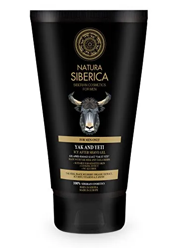 Natura Siberica Men Icy After Shave Gel - Kühlendes Aftershave Gel für Männer - Beruhigt & erfrischt die Haut nach der Rasur - Mit Yakmilch, Minze & Vitaminen - 150 ml