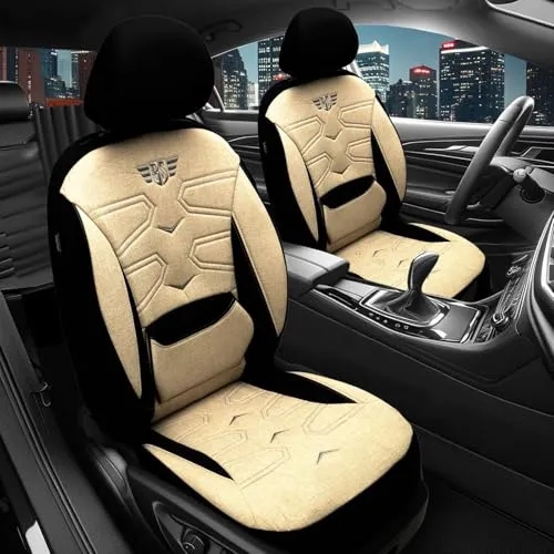 Sitzbezüge passend für Mazda CX-5 | Farbe: Schwarz- Beige | Model: Prime | Autositzbezüge | Sitzschoner | Schonbezüge | ATHN305