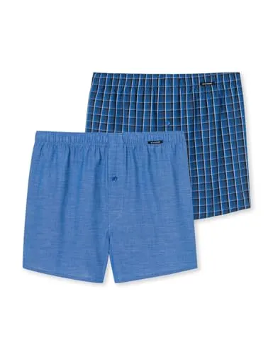 Schiesser Herren 2 Pack Boxershorts Baumwolle Web Multipack - Bequeme Webboxer in royal - Herren-Boxershorts aus schnell trocknender Baumwolle, mit funktionaler Knopfleiste und elastischem Mehrnadelbund für optimalen Tragekomfort.