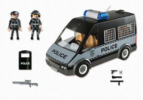 PLAYMOBIL 6043 Polizei Mannschaftswagen - mit Licht und Sound, ideal für unendlichen Spielspaß und robuste Qualität für Kinderhände