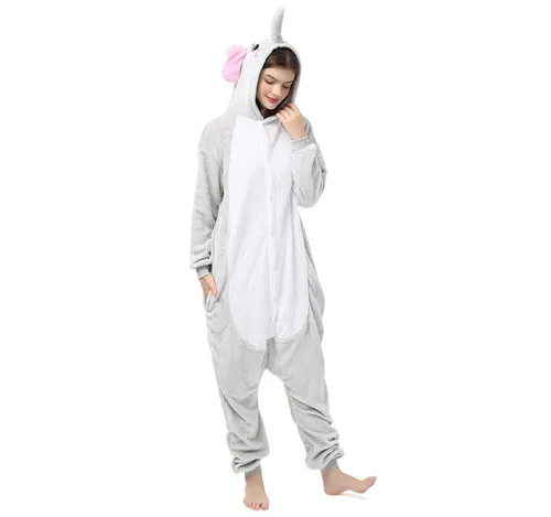 Katara Partyanzug Zoo Wilde Tiere Jumpsuit Kostüm Erwachsene S-XL, Karneval - Kostüm, Kigurumi - Elefant Grau M (155-165cm)