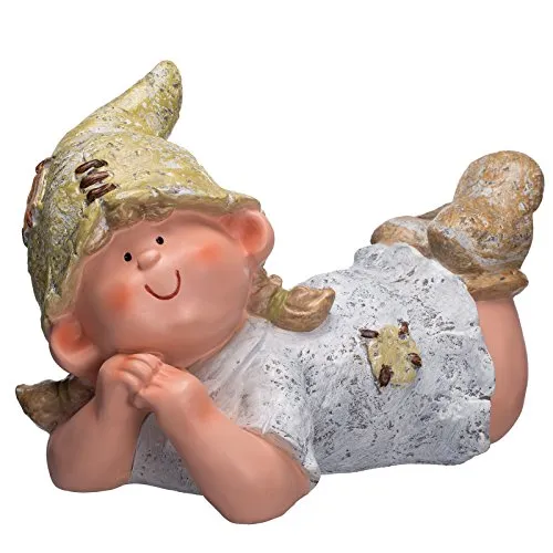 Niedliche schöne aufwendig gearbeitete Wichtel Figur Mädchen NF87125 Der Hingucker in Ihrem Garten, 36 cm breit, Deko , Dekorationsfigur für Innen und Außen, Gartendekoration, Gartenfigur, Skulptur