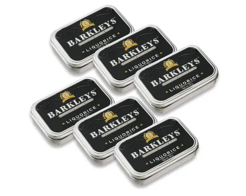 BARKLEYS Süßigkeit, Barkleys Liquorice Pastillen Lakritz in einer Metalldose 50g 6er Pack