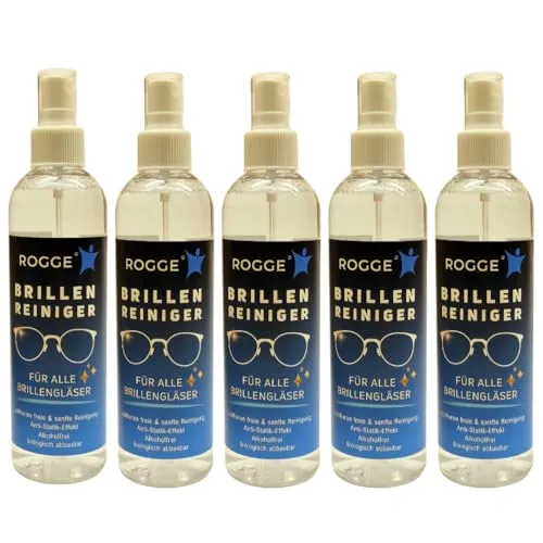 ROGGE Brillenreiniger 250ml, für streifenfreien Glanz mit Anti-Statik -Effekt. Brillen Reiniger Spray der Extraklasse bietet Ihnen die ultimative Lösung für glasklare Sicht. (5)