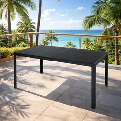 Non-Wood Gartentisch Aluminium anthrazit schwarz 150x80cm - Gartentisch – Wetterfest und pflegeleicht! Dieser elegante Outdoortisch aus Aluminium und innovativer Non Wood Tischplatte in Holzoptik ist perfekt für Gartenpartys oder entspannte Stunden im Freien.